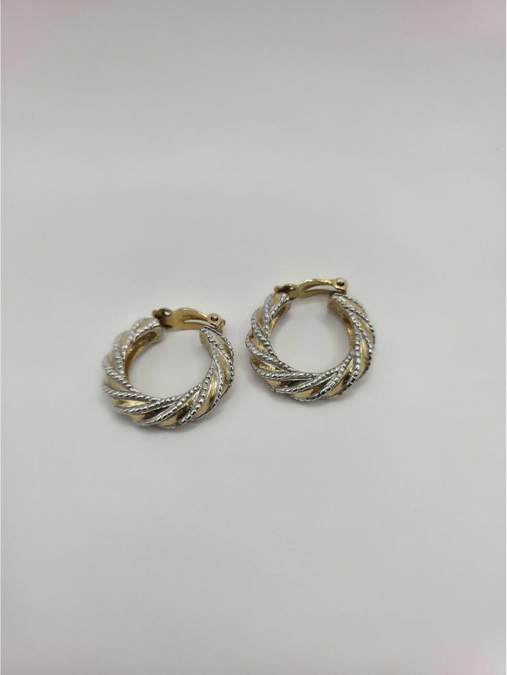 Vintage Signed Jomaz Joseph Mazer Classic Gold And Silver Tone Clip On Earrings - Picture 2 of 9